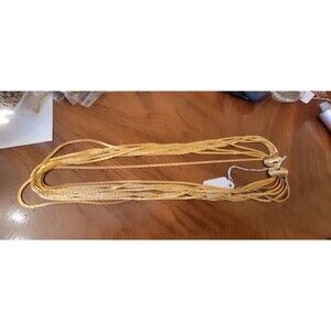 Vintage MONET 8 Row Multi Strand Satin Gold Tone Chain Bib Necklace 80's 28 in